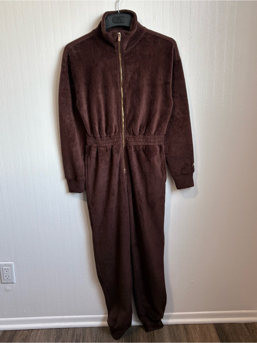 Fabletics Women's Small Brown Cacao Polyester Cotton Cozy Apres Ski Jumpsuit